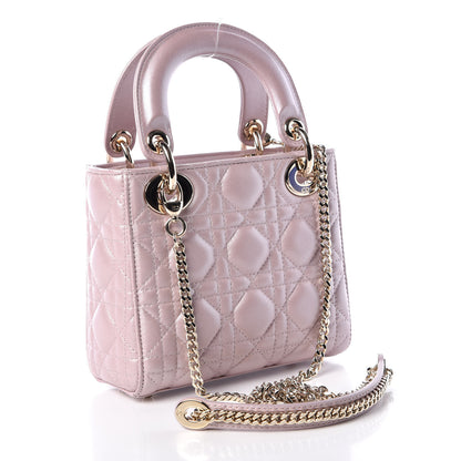 Christian Dior Metallic Lambskin Cannage Mini Lady Dior Lotus 3 of 10
