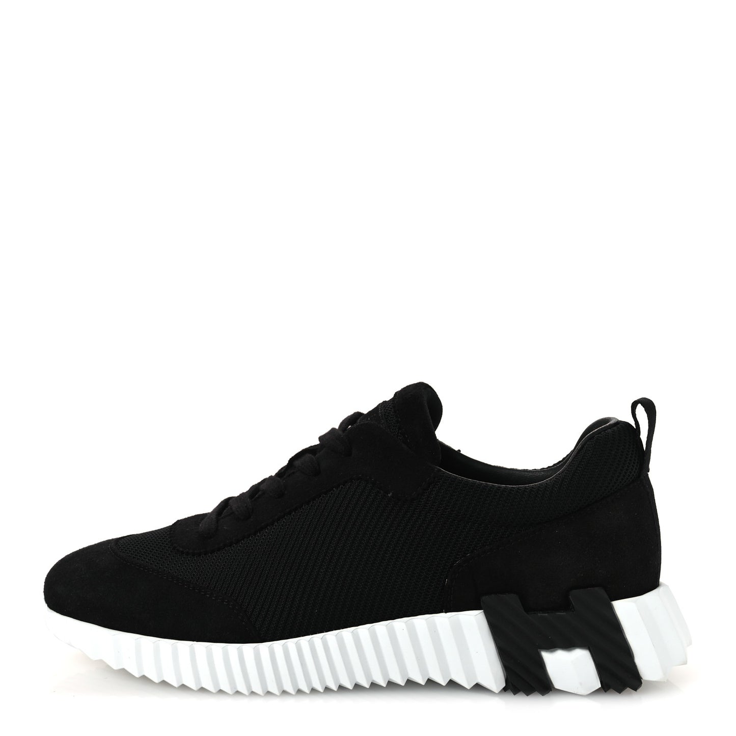 Textured Mesh Suede Goatskin Bouncing Sneakers 40 Black