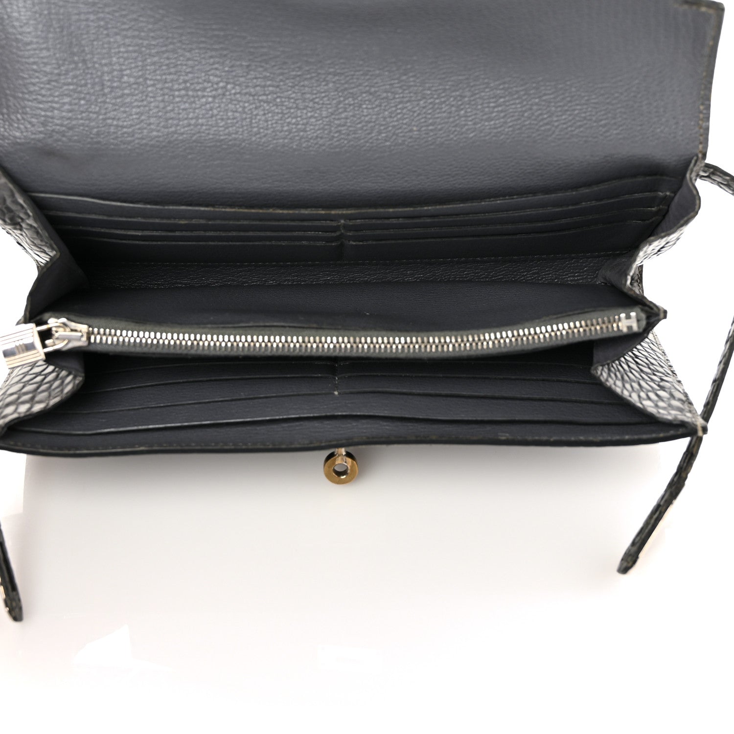 Hermes Matte Alligator Kelly Longue Wallet Graphite 7 of 16