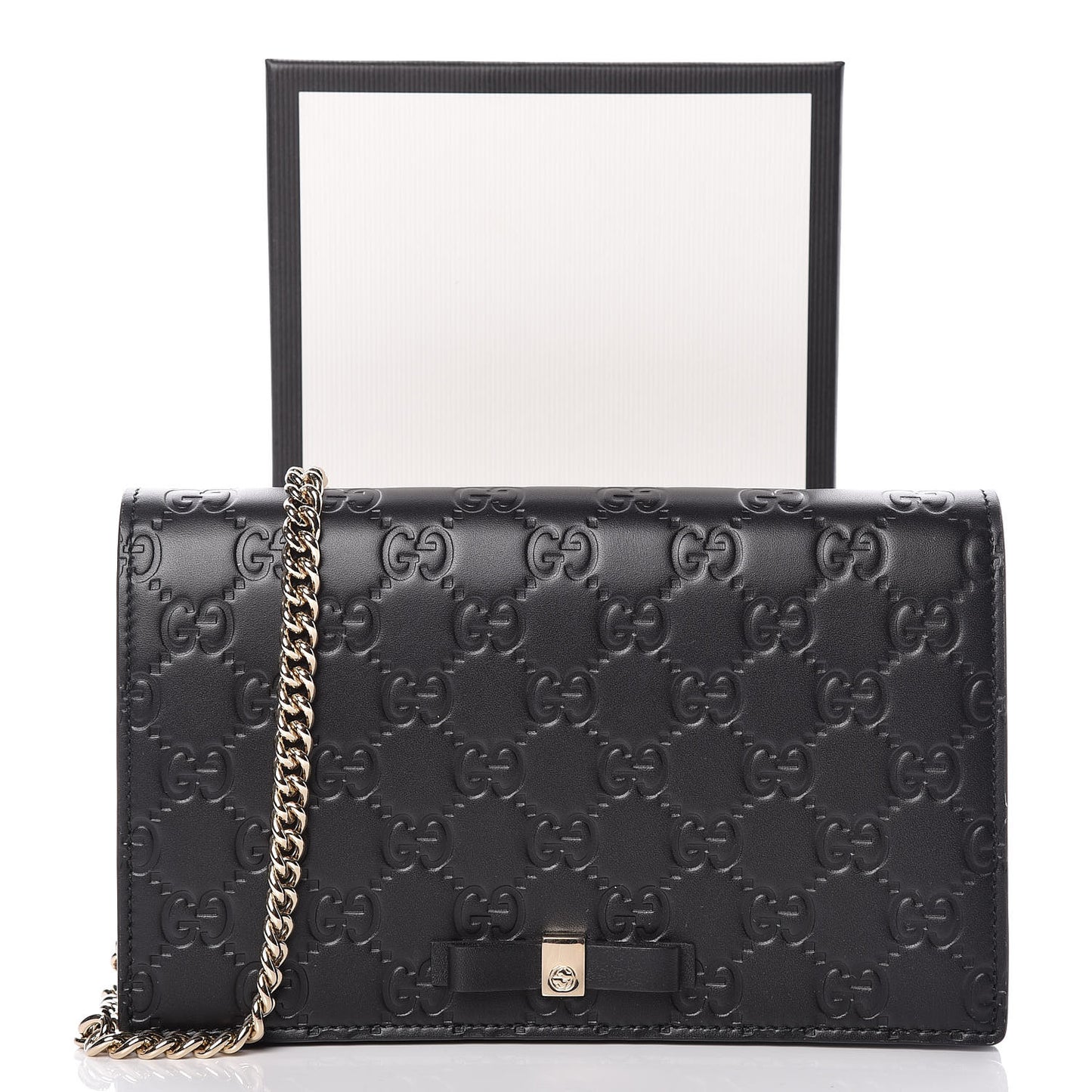 Guccissima Signature Bowy Chain Wallet Black