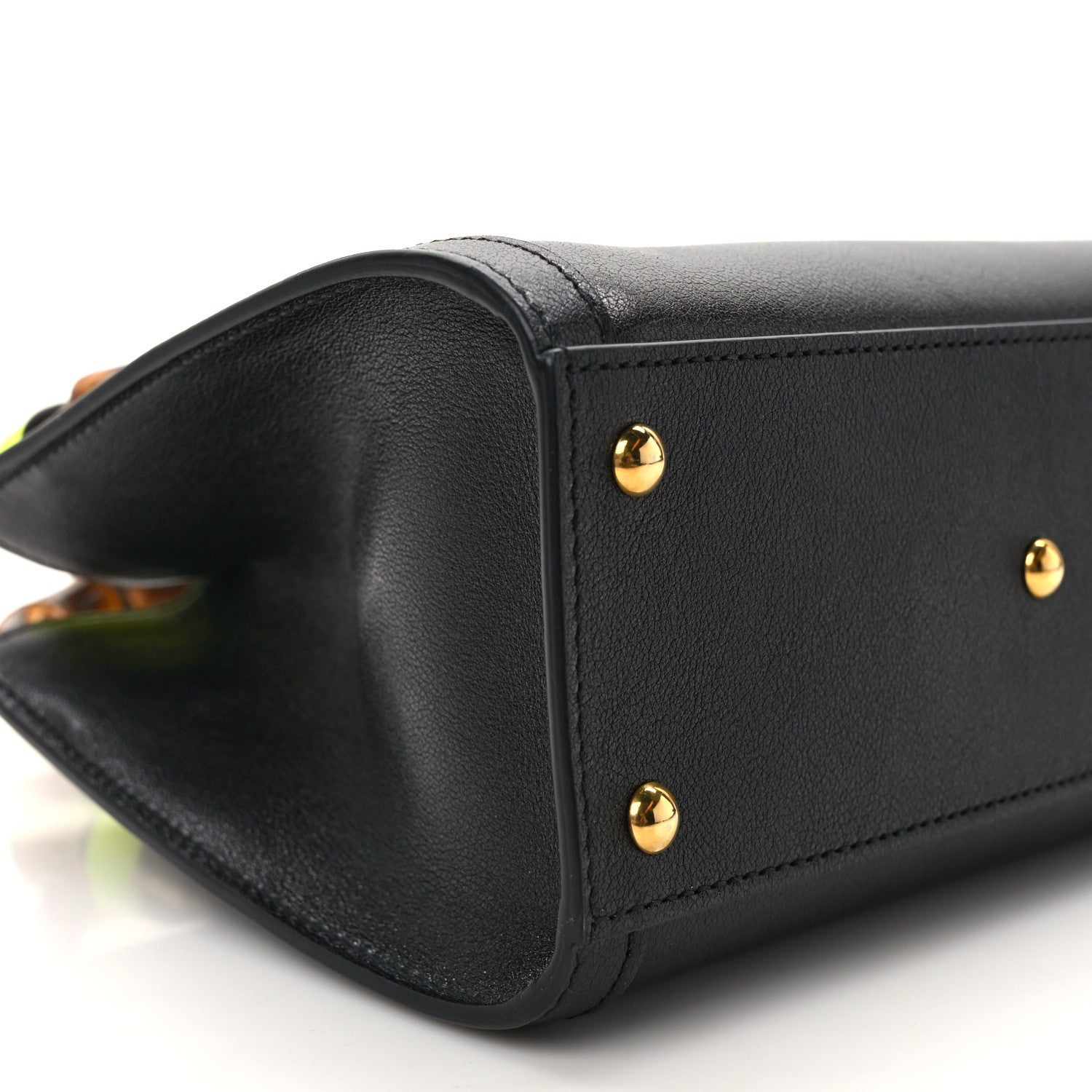 Gucci Wonka Grain Calfskin Mini Diana Tote Bag Black Yellow Fluo 8 of 13