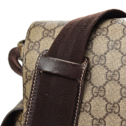 Gucci GG Supreme Monogram Selleria Calfskin Messenger Diaper Bag Beige Ebony Cocoa Dark Chocolate 13 of 16