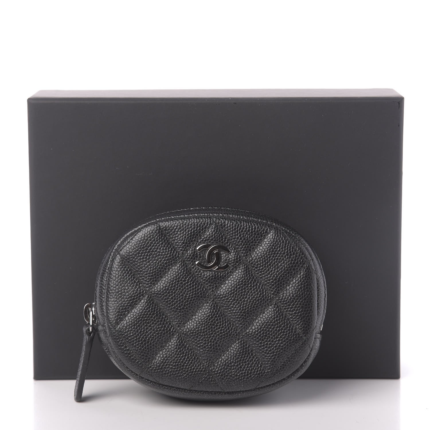 Chanel Iridescent Caviar Quilted Zip Around Classic Coin Purse Black 11 of 11