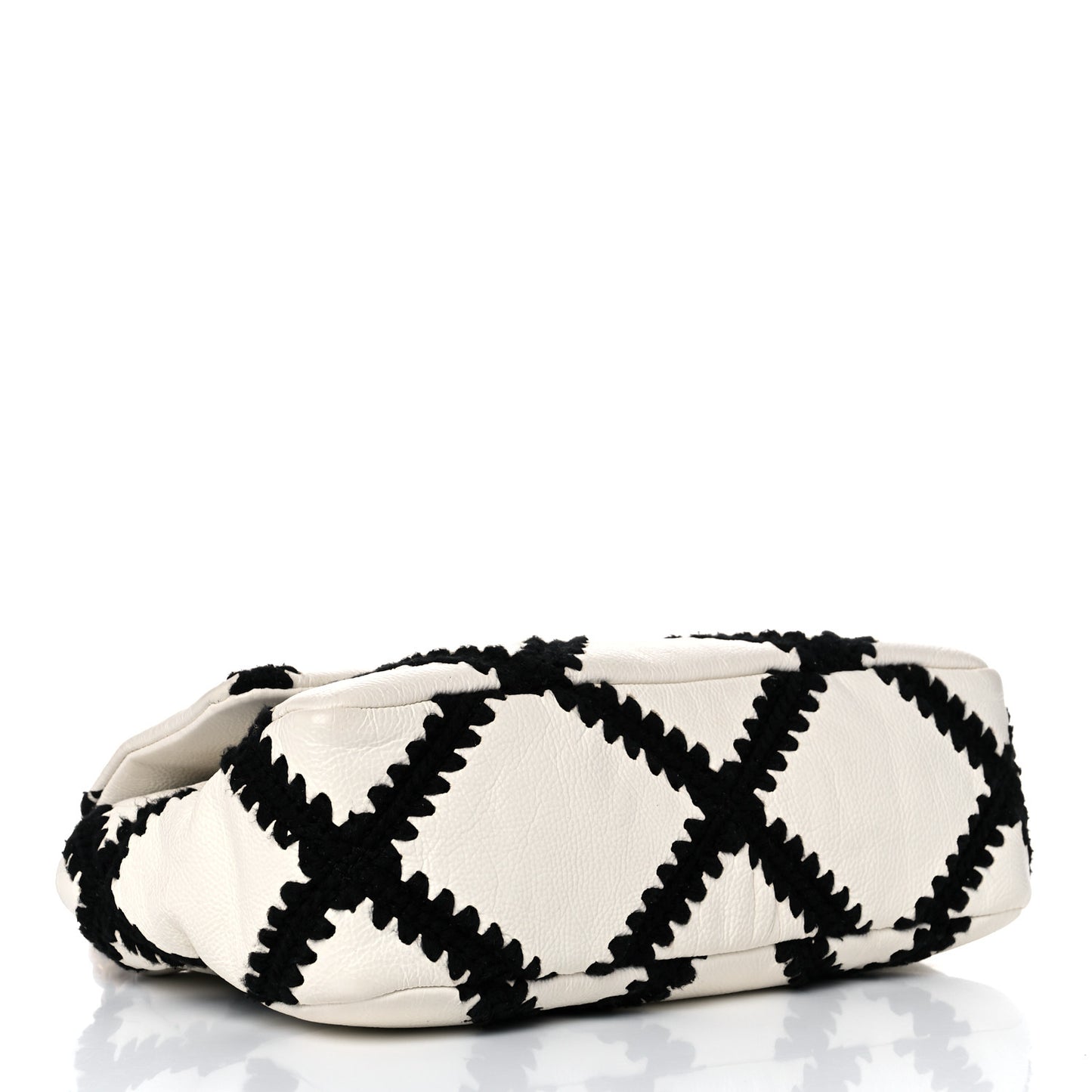 Calfskin Crochet Medium Chanel 19 Flap White Black