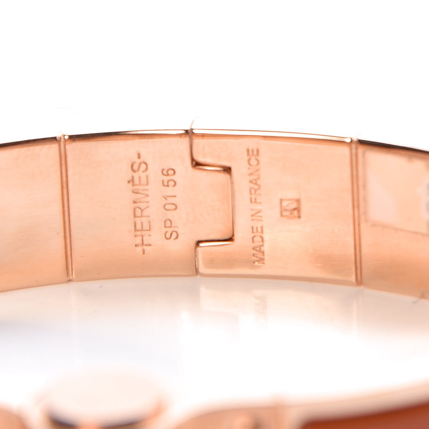 Enamel Charniere Uni Narrow Hinged Bracelet S Cognac