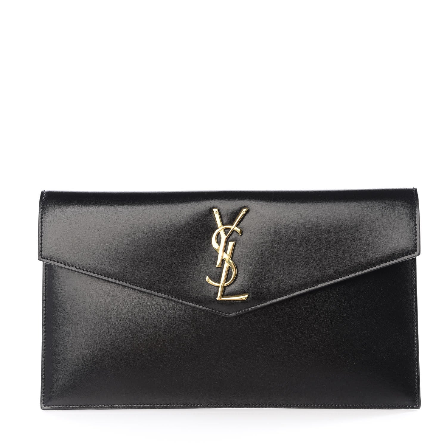 Saint Laurent Smooth Shiny Calfskin Monogram Uptown Pouch Black 1 of 7