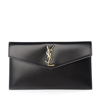 Saint Laurent Smooth Shiny Calfskin Monogram Uptown Pouch Black 1 of 7