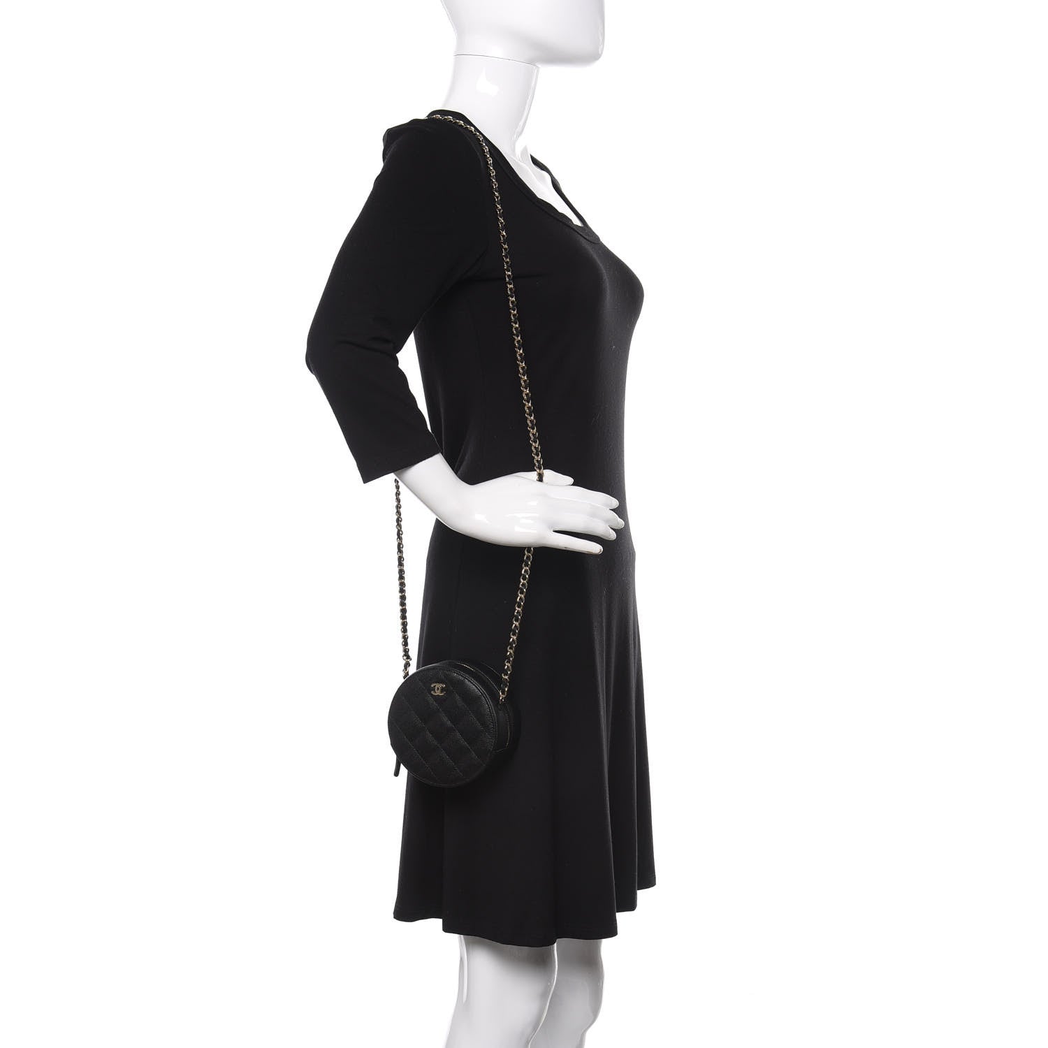 Chanel Caviar Quilted Round Clutch With Chain Black 2 of 10
