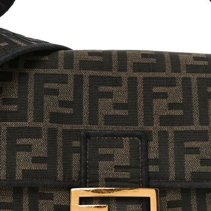 Fendi Fabric Jacquard FF 1974 Medium Baguette Tobacco Moro Black 8 of 10