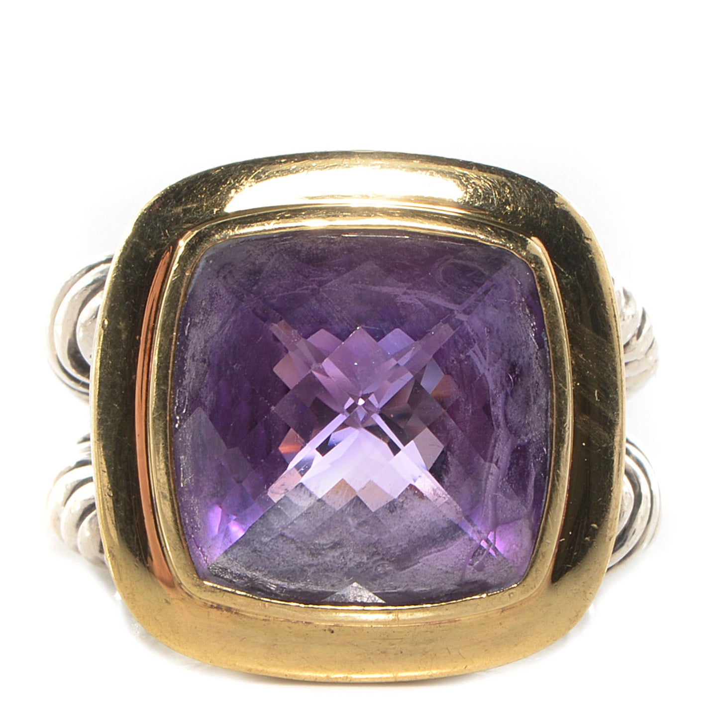 Sterling Silver 18K Yellow Gold Amethyst 17mm Albion Ring 57 8