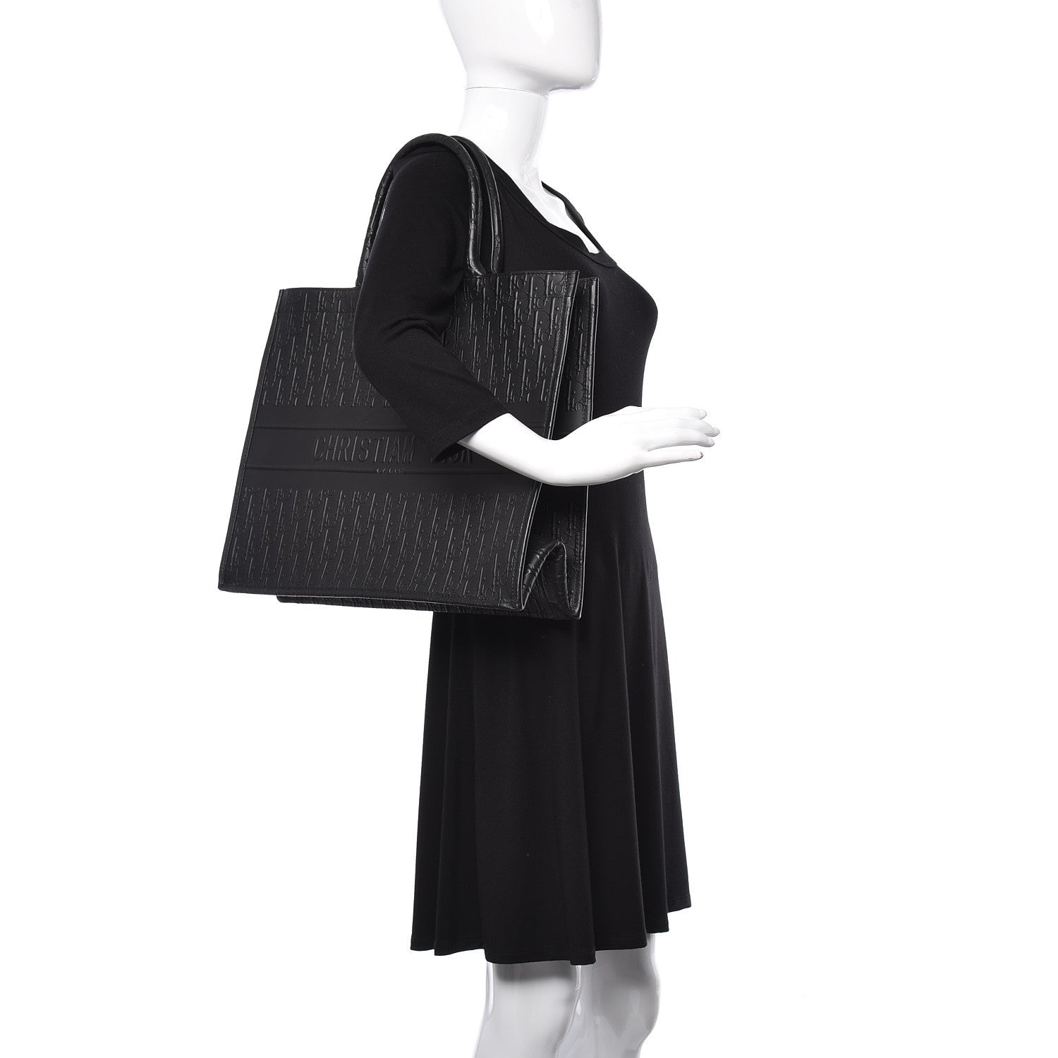 Christian Dior Oblique Calfskin Embossed Book Tote Black 2 of 9