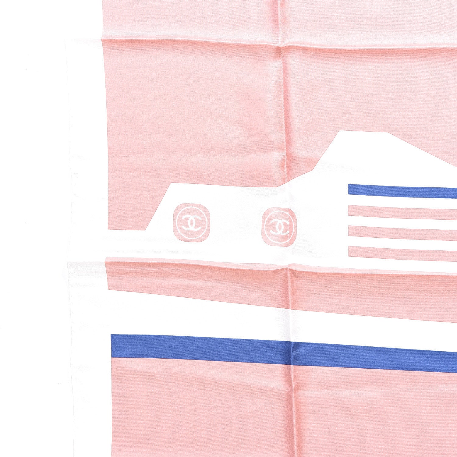 Chanel Silk Cruise Print CC Square Scarf Light Pink White 4 of 5