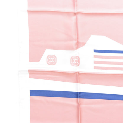 Chanel Silk Cruise Print CC Square Scarf Light Pink White 4 of 5