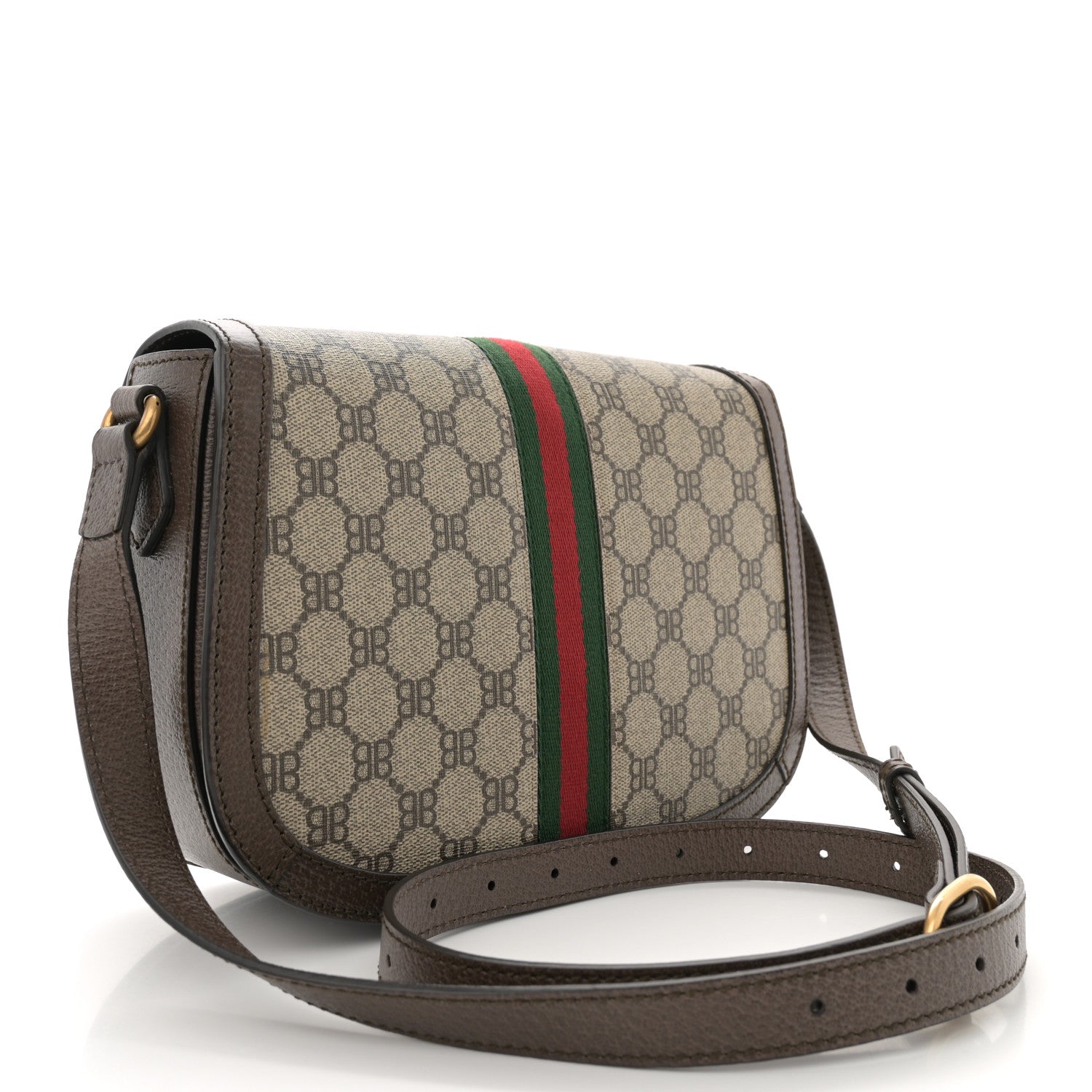 Gucci X BALENCIAGA BB Supreme Monogram Web Small Ophidia Shoulder Bag Beige New Acero 3 of 11