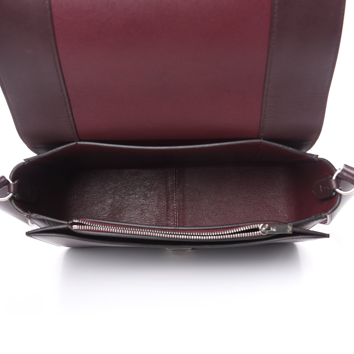 Shiny Smooth Calfskin Medium Frame Shoulder Bag Burgundy Tan