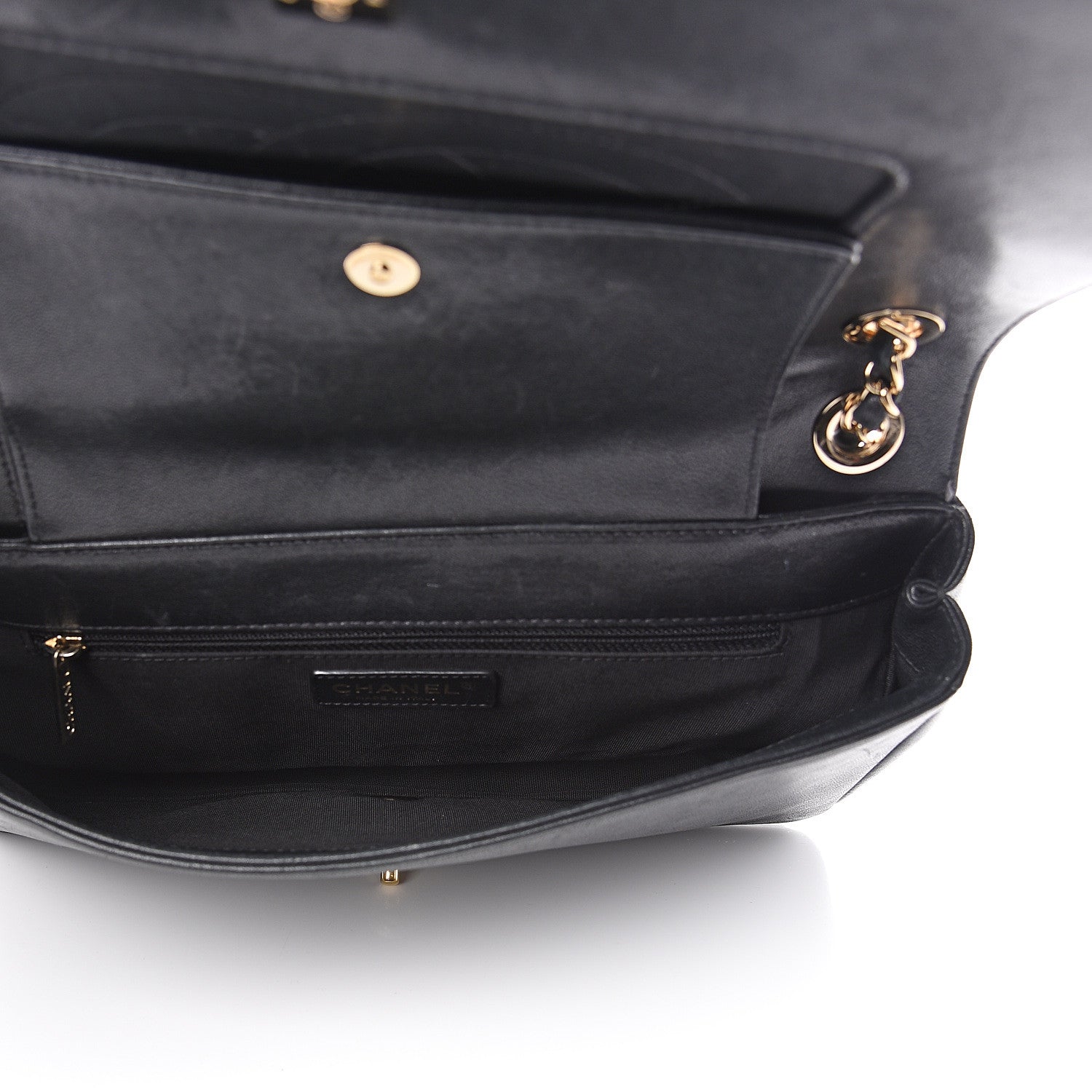 Chanel Sheepskin Chevron Quilted Vintage Mademoiselle Flap Black 4 of 15