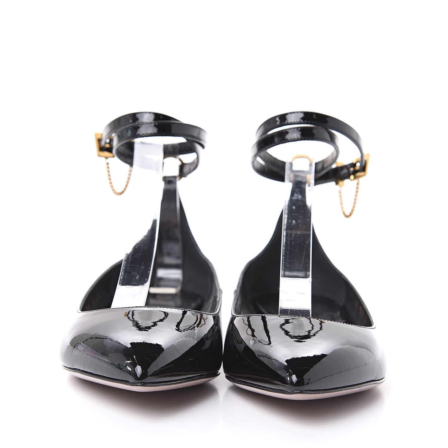 Valentino Garavani Patent Ballerina Ankle Strap Flats 37.5 Black 2 of 9
