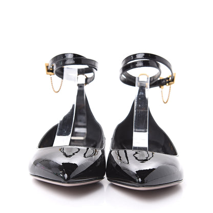 Valentino Garavani Patent Ballerina Ankle Strap Flats 37.5 Black 2 of 9