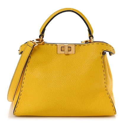 Fendi Cuoio Romano Selleria Chamois Medium Peekaboo Iconic Essentially Satchel Limone Cipria White 1 of 14