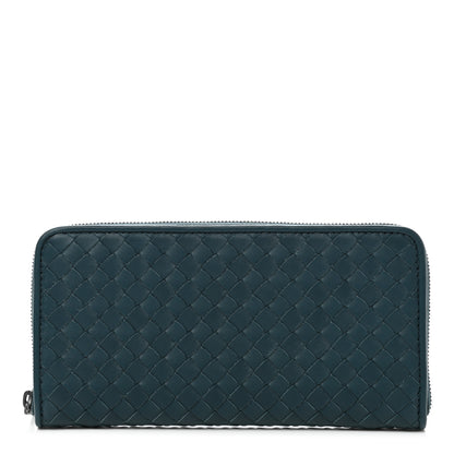 Bottega Veneta Nappa Intrecciato Zip Around Wallet Blue 1 of 8