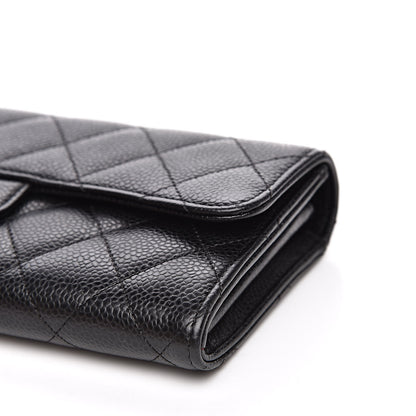 Chanel Caviar Quilted Large Gusset Flap Wallet Black 10 of 11