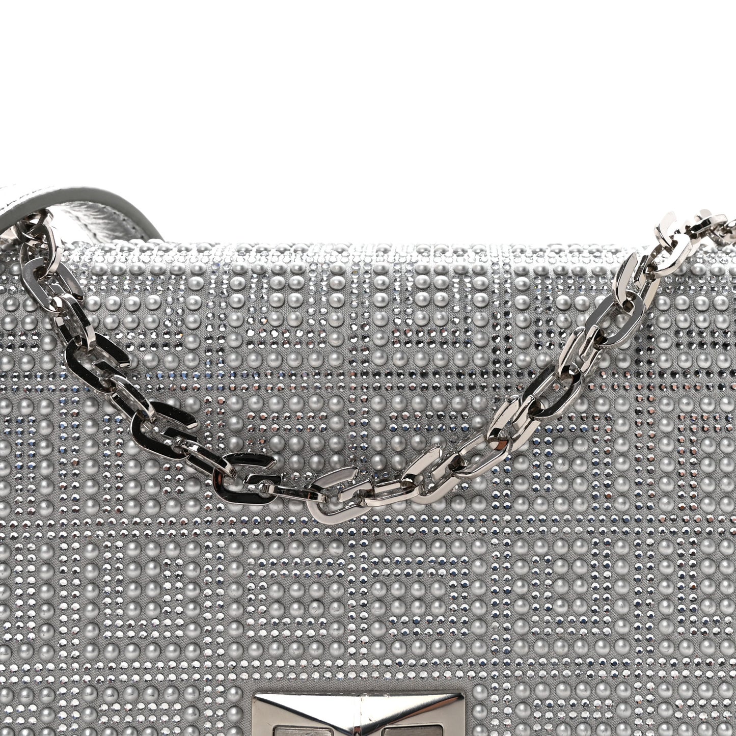 Metallic Studded Calfskin 4G Small 4G Crossbody Silver