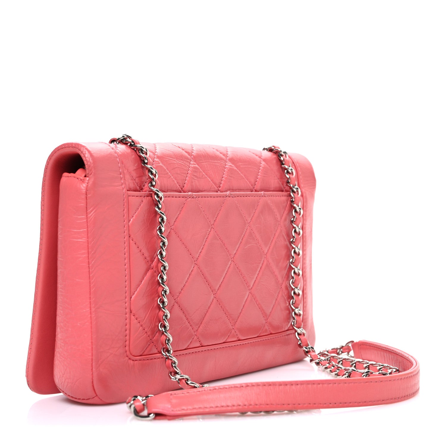 Chanel Crumpled Calfskin Quilted Bi Vintage Small Single Flap Pink 3 of 10