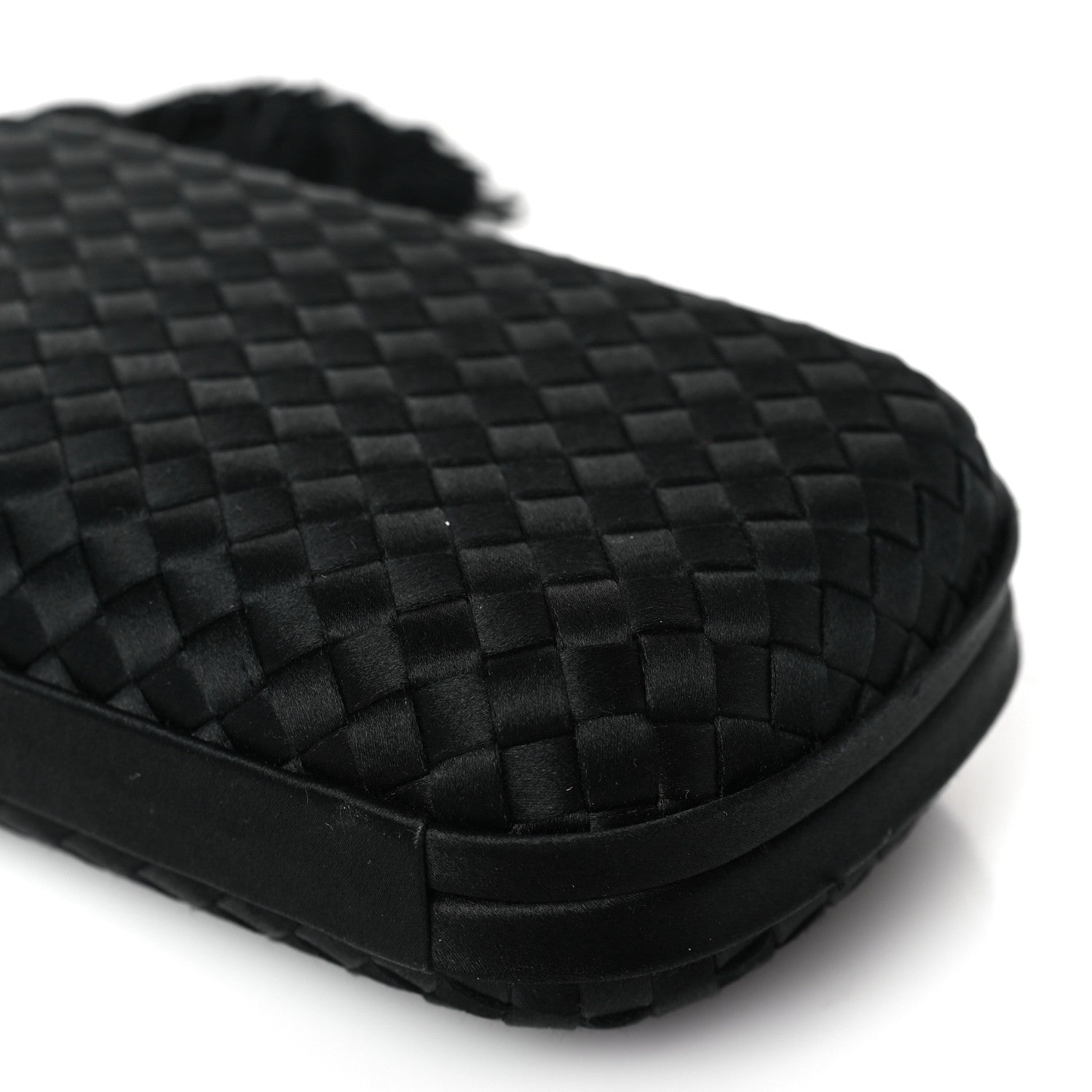 Bottega Veneta Satin Crystal Intreccio Tassel Clutch Black 8 of 9