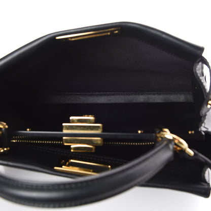 Fendi Vitello Seta Shiny Nappa Medium Peekaboo Iconic Satchel Black 5 of 9
