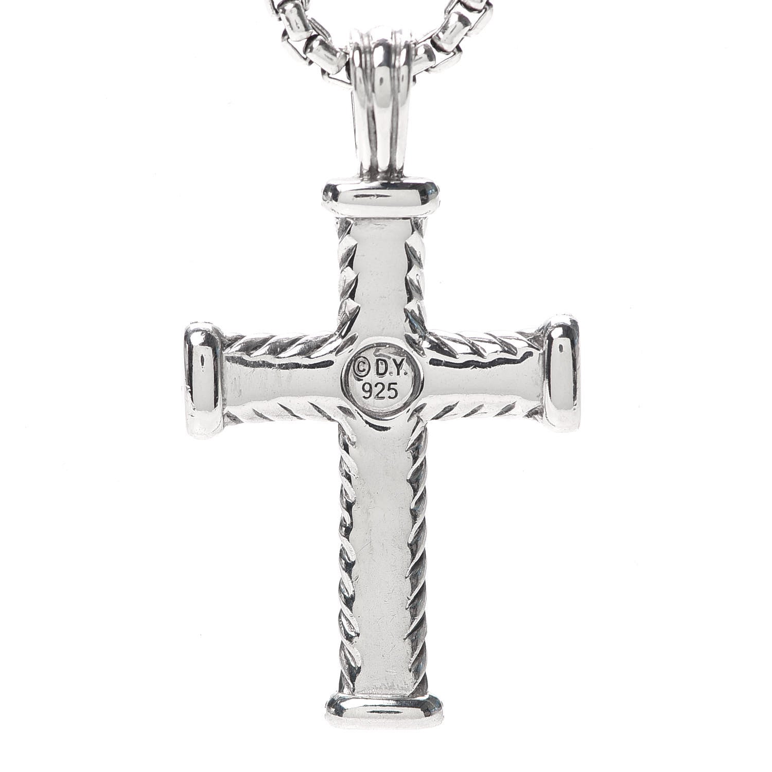 David Yurman Sterling Silver Black Diamond Chevron Cross Pendant Necklace 5 of 5