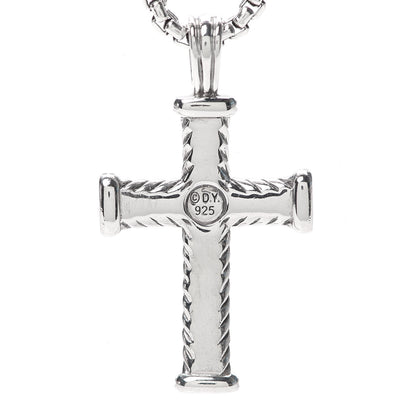 David Yurman Sterling Silver Black Diamond Chevron Cross Pendant Necklace 5 of 5