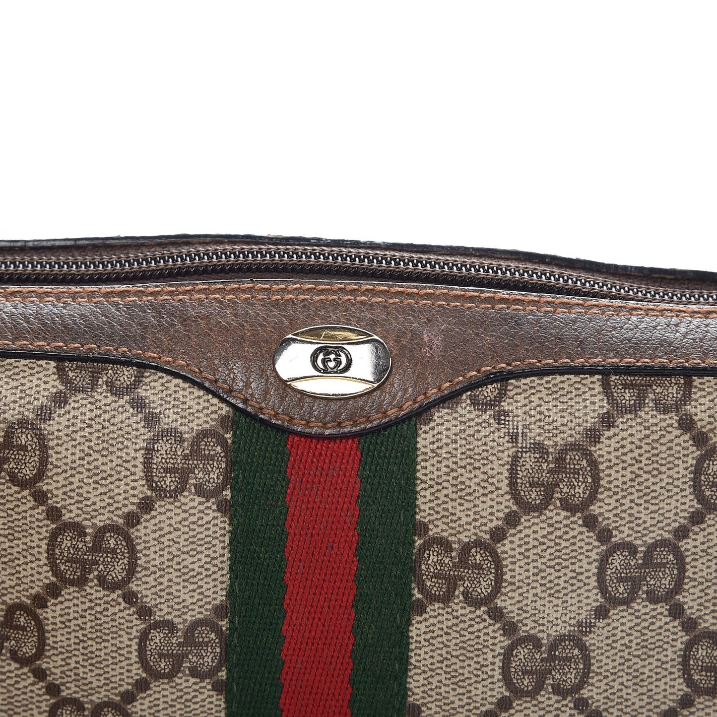 Coated Canvas Monogram Web Small Shoulder Bag Brown
