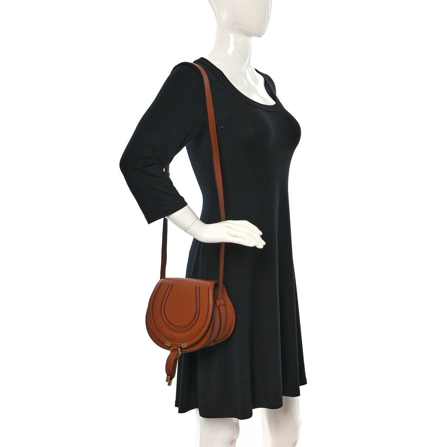 Chloe Calfskin Mini Marcie Round Crossbody Bag Tan 2 of 9