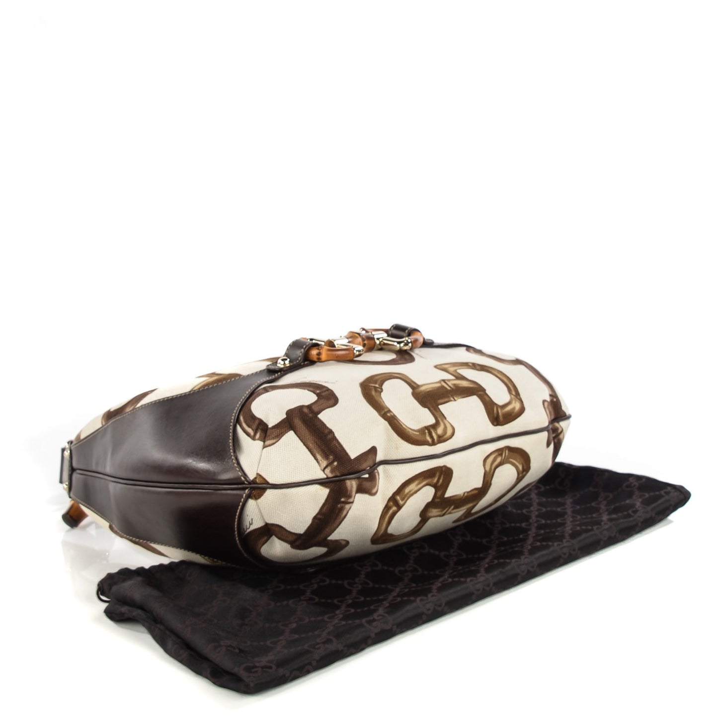 Canvas Bamboo Horsebit Print Amalfi Hobo Brown