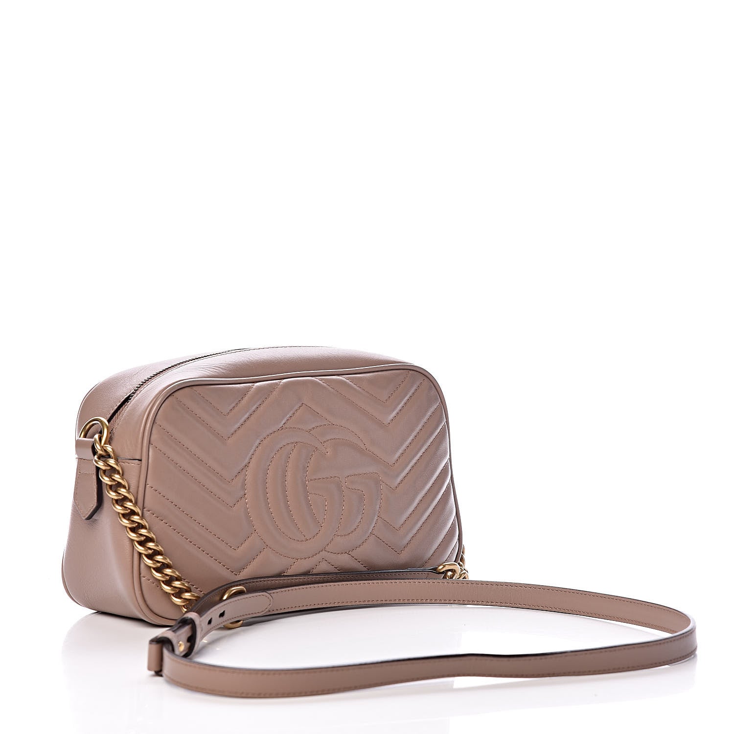 Gucci Calfskin Matelasse Small GG Marmont Chain Shoulder Bag Taupe 5 of 12