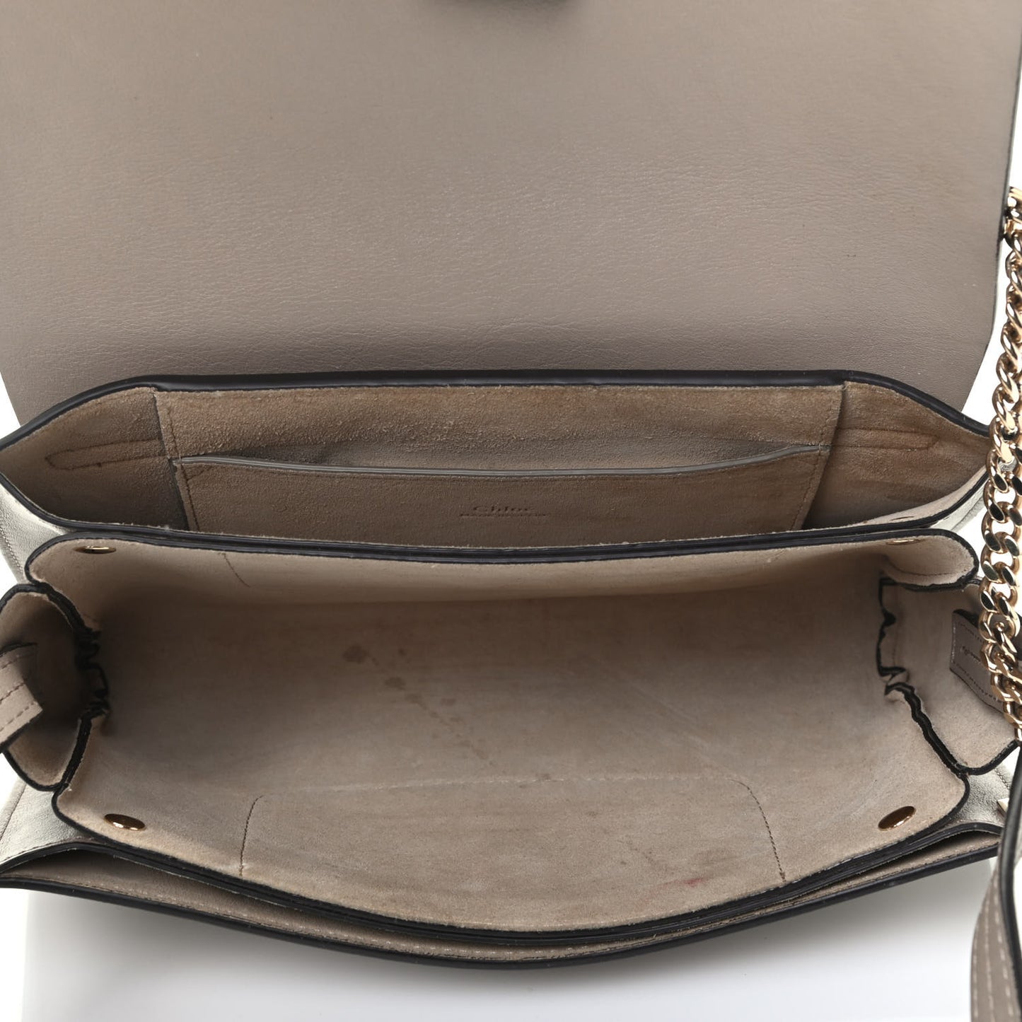 Suede Calfskin Small Faye Shoulder Bag Motty Grey
