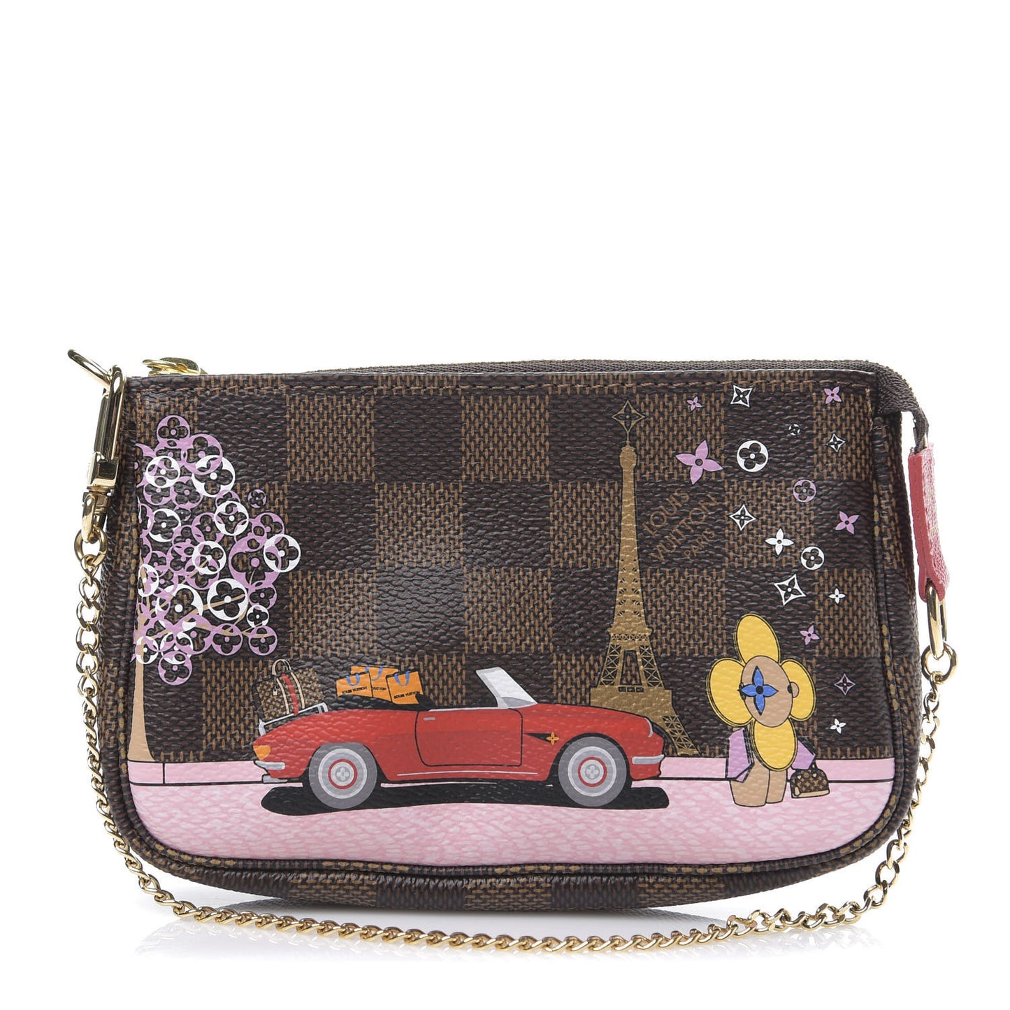 Damier Ebene 2019 Christmas Animation Mini Pochette Accessories Red