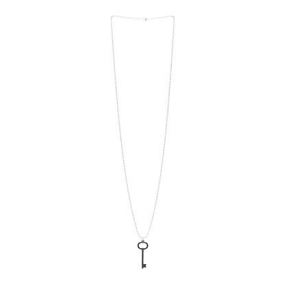 Tiffany Sterling Silver Black Titanium Key Pendant Bead Chain Necklace 3 of 5