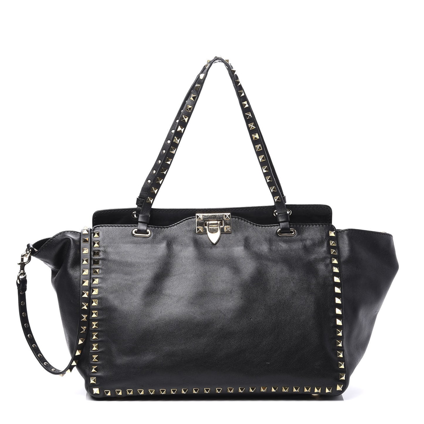 Vitello Medium Rockstud Tote Black
