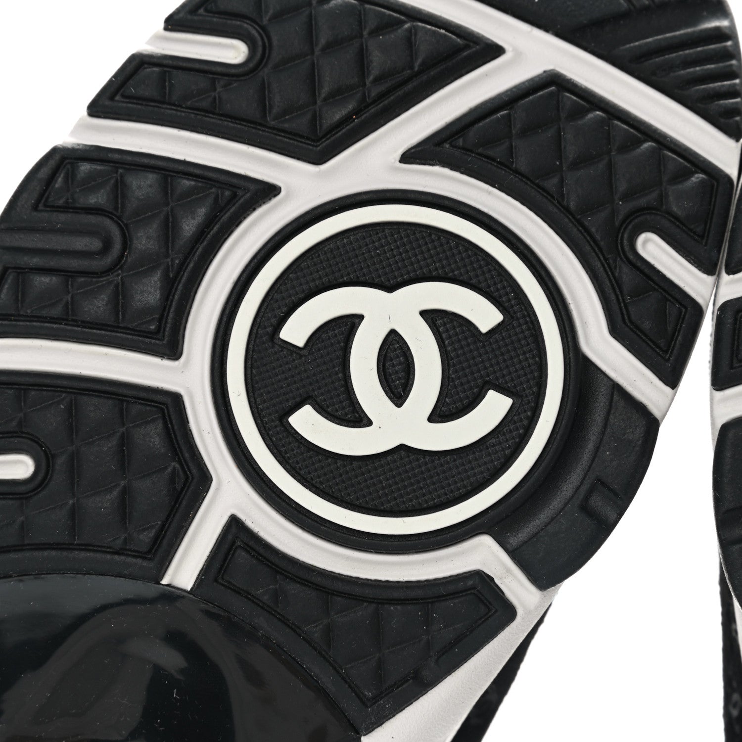 Chanel Nylon Suede Calfskin Printed CC Sneakers 35 White Black 6 of 9