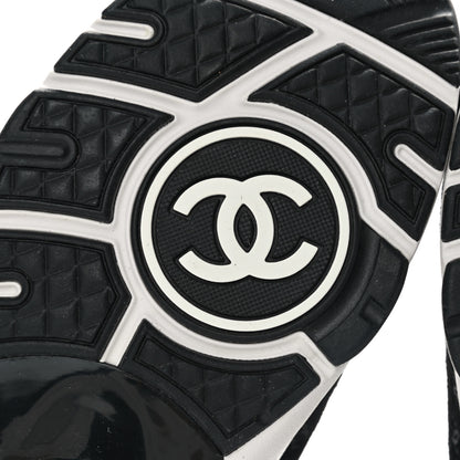 Chanel Nylon Suede Calfskin Printed CC Sneakers 35 White Black 6 of 9