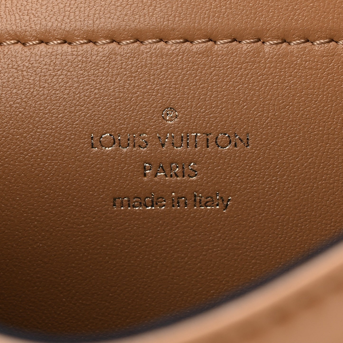 Lambskin Embossed Monogram Pochette Coussin Camel