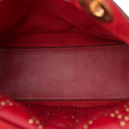 Christian Dior Calfskin Cannage Studded Medium Supple Lady Dior Red 5 of 12