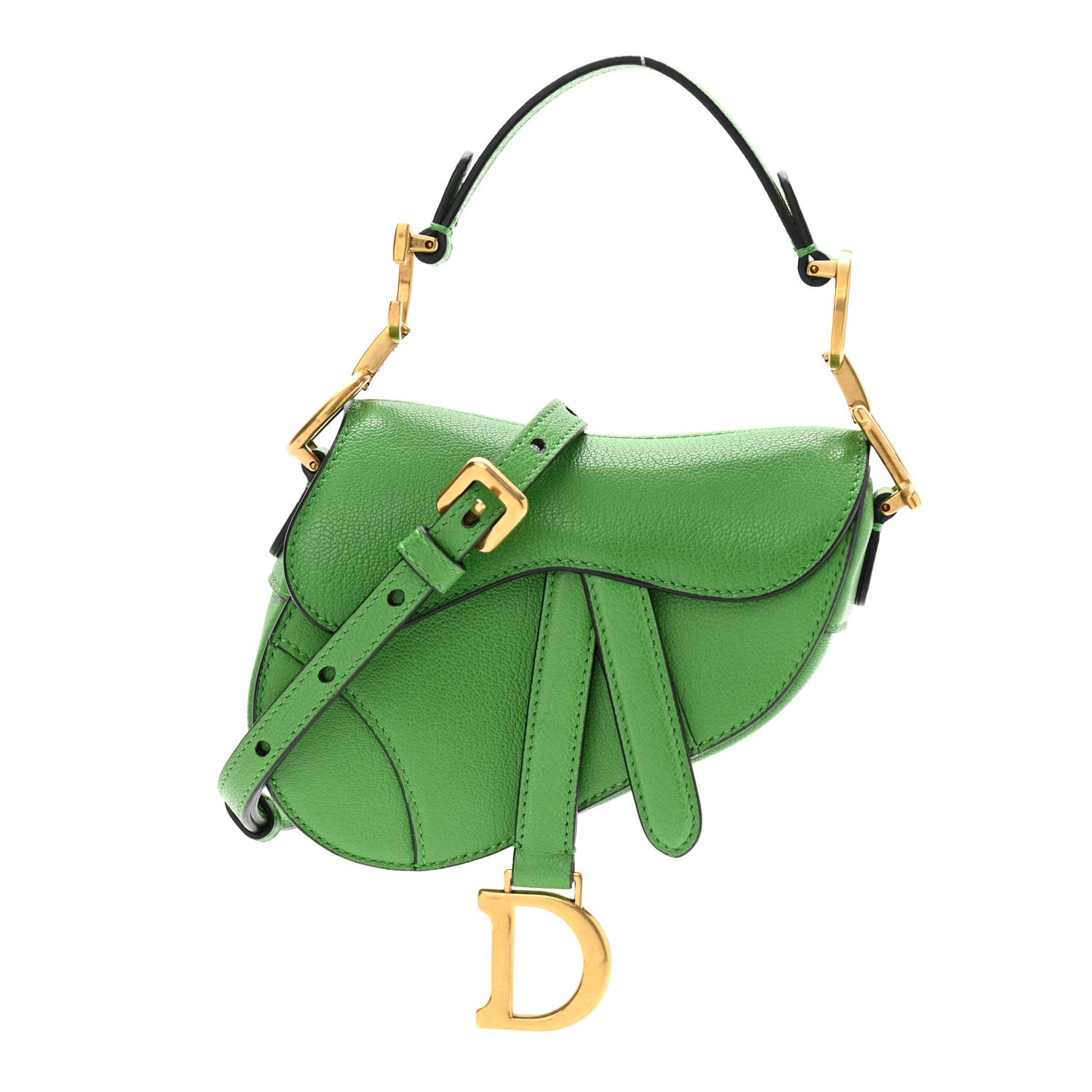 Goatskin Micro Saddle Bag Green