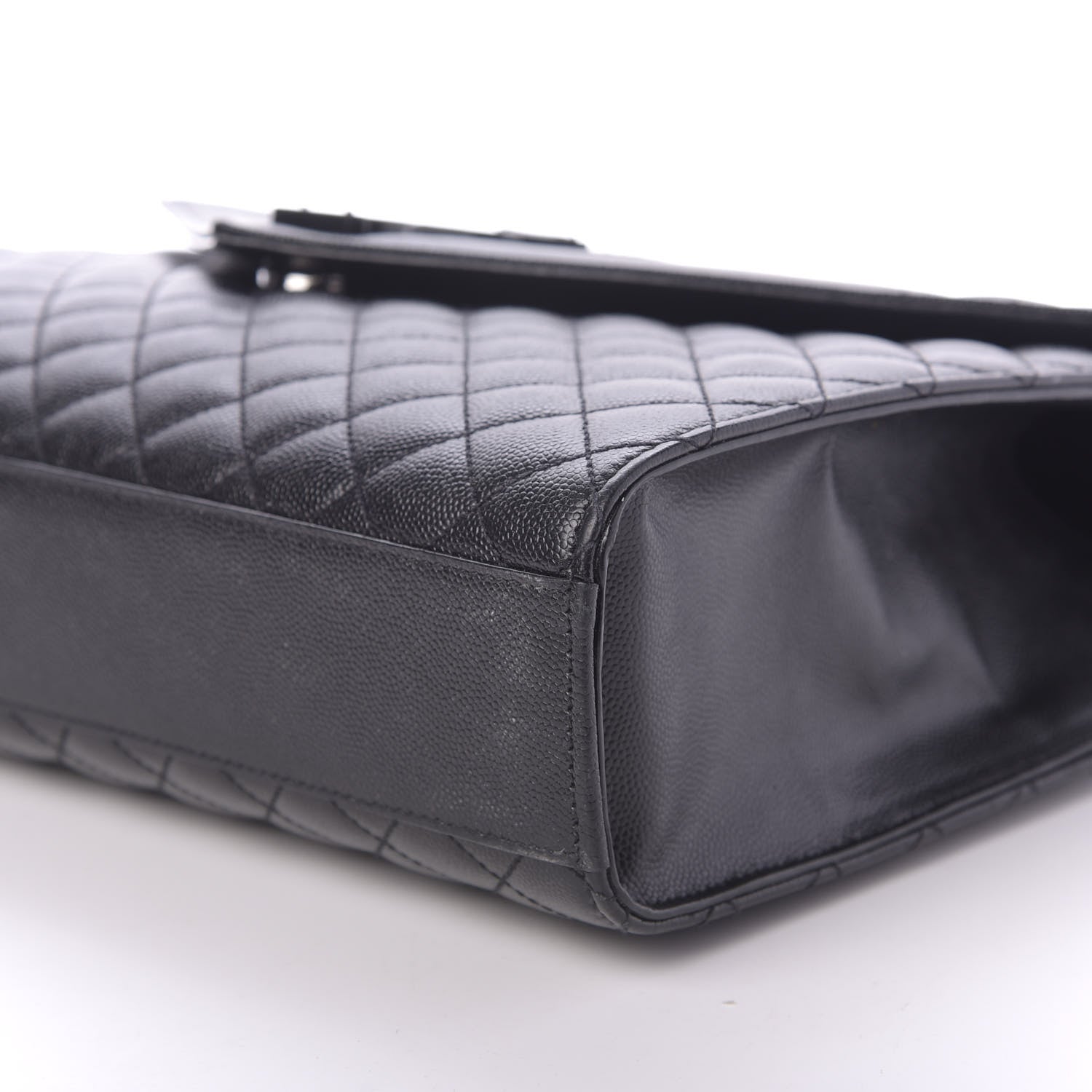 Saint Laurent Grain De Poudre Textured Mixed Matelasse Large Triquilt Monogram Monochrome Satchel Black 7 of 13
