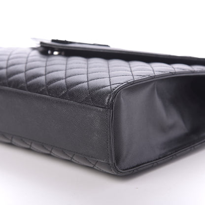 Saint Laurent Grain De Poudre Textured Mixed Matelasse Large Triquilt Monogram Monochrome Satchel Black 7 of 13