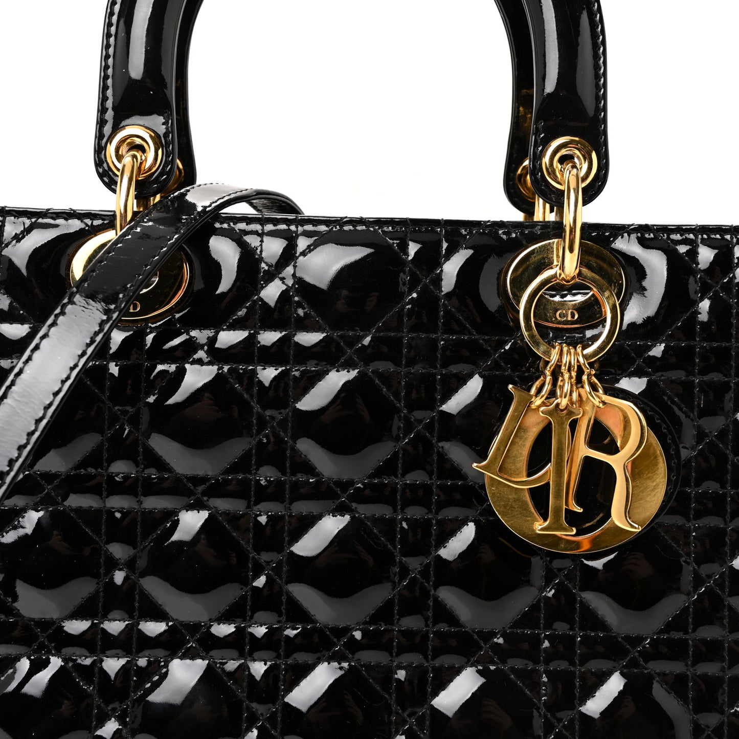Patent Cannage Large Lady Dior Black