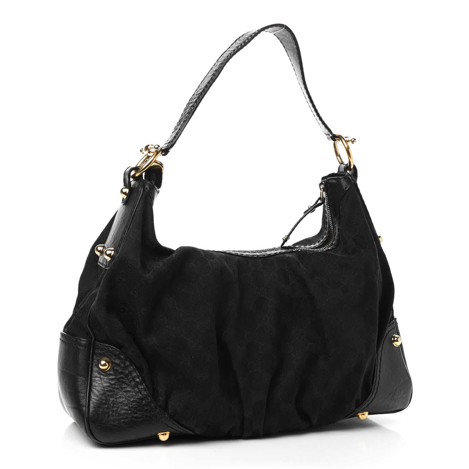 Gucci Monogram Medium Jockey Hobo Black 2 of 11