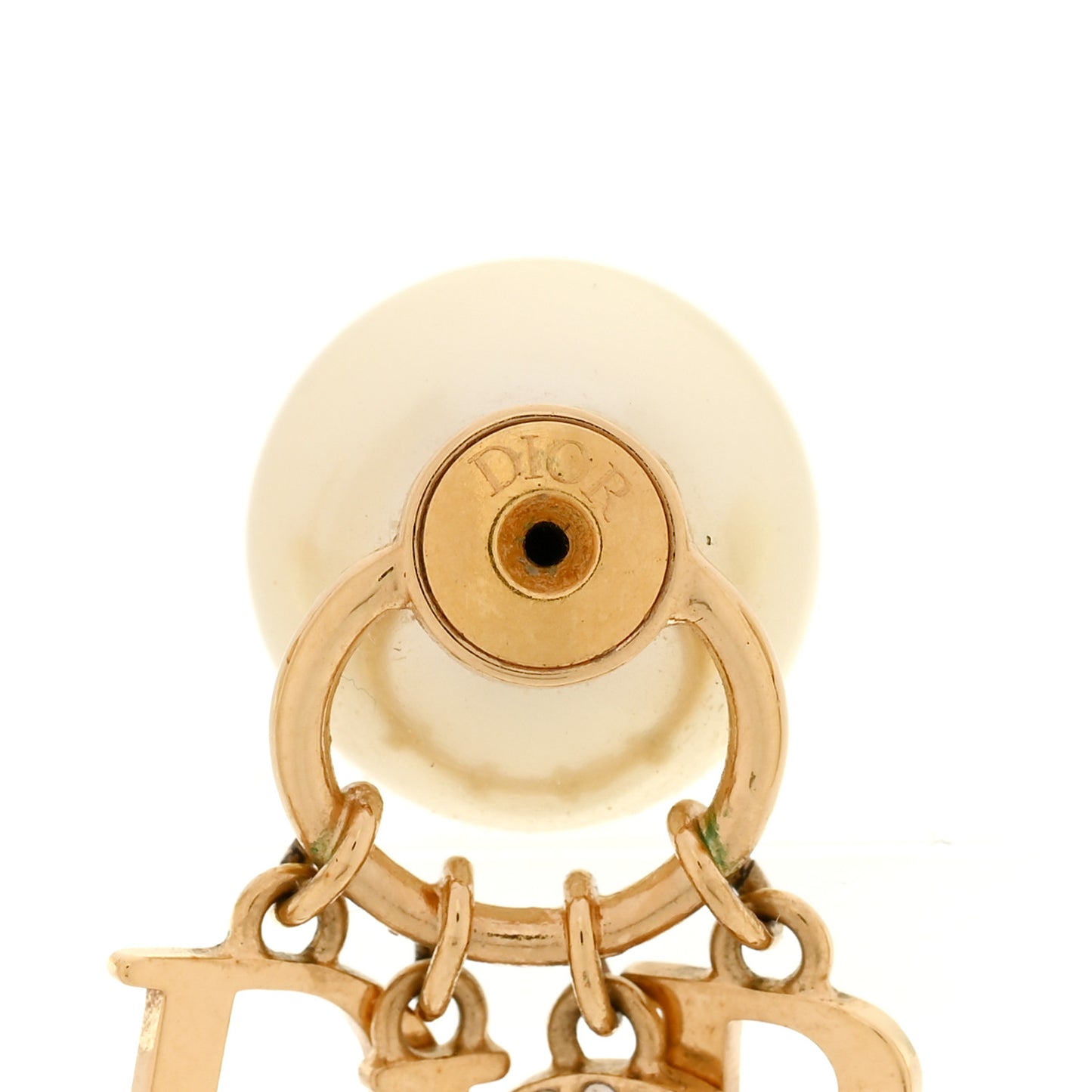 Pearl Crystal Tribal Logo Charms Earrings Gold