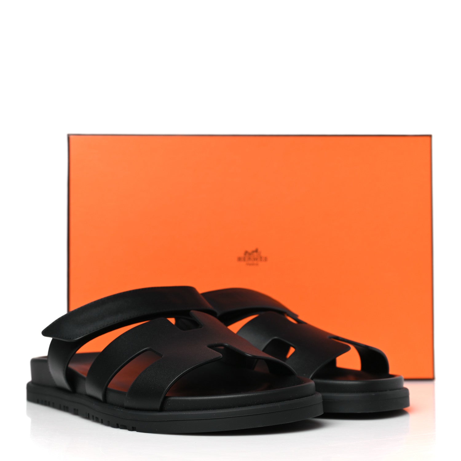 Hermes Calfskin Womens Chypre Sandals 38.5 Black 9 of 9